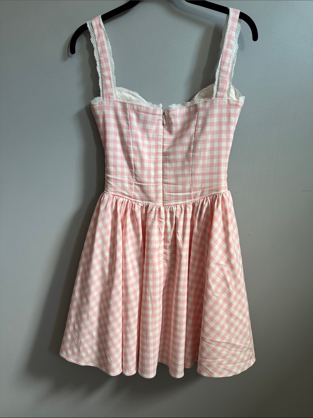 Pink Gingham Fit-and-Flare Mini Dress - Picture 6 of 7